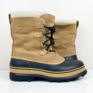 Sorel Caribou II Waterproof Tan Leather Winter Snow Boots Men’s Size 10.0 Lined